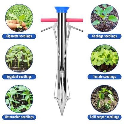 AIWFL Seedling Transplanter Long Double Handled Bulb Planter Tools - size: Double Handle Without Foot
