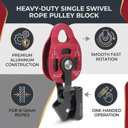 Alomejor Aluminium One Way Climbing Pulley Lifting Heavy Objects Lifting Tool Super Light Device Ascenders Lifter Drag Lifting Equipment