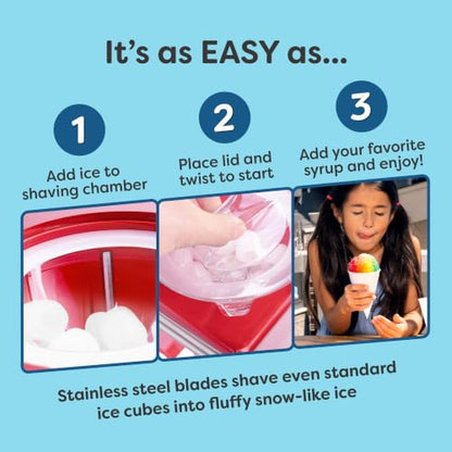 Nostalgia Snow Cone Shaved Ice Machine - Makes 20 Icy Treats - Includes 1 Reusable Plastic Cup - Retro Red - color: Red, style: Single Serve