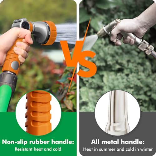 RESTMO Heavy Duty Hose Nozzle, Metal Garden Water Hose Sprayer - color: Orange