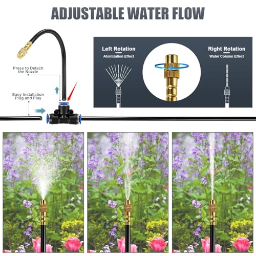 100ft Drip Irrigation System, Automatic Garden Watering System with 25 Adjustable Sprinkler Nozzles, Irrigation Hose Kit for Yard, Lawn, Plants, Atomizing System
