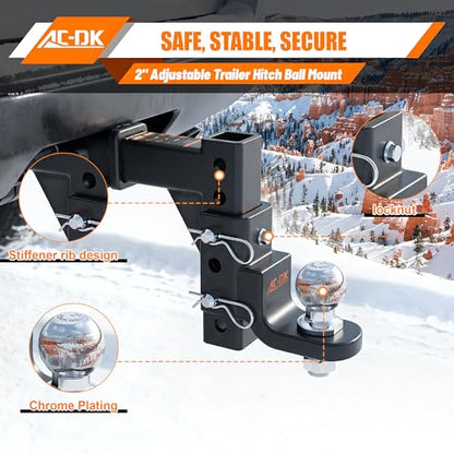 Adjustable Trailer Hitch Ball Mount for 2 Inch Receiver - size: 2 inch adjustable ball