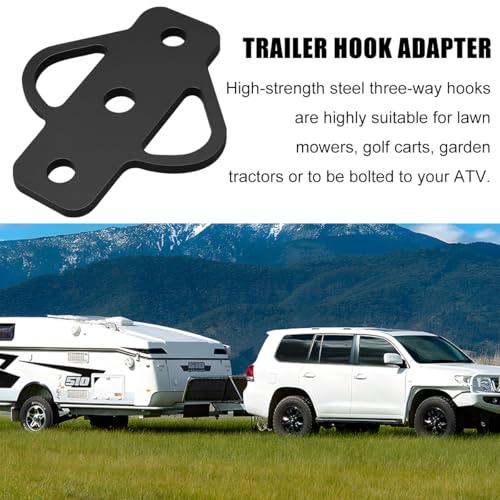3-Way Trailer Hitch Adapter, Steel Receiver Hook Mount with 2PCS Bolts, Hitch Attachments for ATV Golf Cart Garden Tractor, Compatible with 3/4" Shaft, 5/8" Trailer Ball Pin