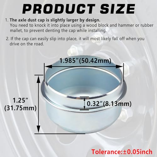 2pcs 1.98'' Trailer Hub Dust Caps for 2000 3500 lb Axle Spindle - color: 1.98'' Caps 2pcs