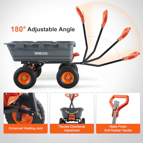 VEVOR Heavy Duty 1200lbs 7 Cu.Ft Wheelbarrow Garden Dump Cart Wagon - color: Gray