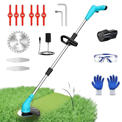 Cordless Weed Wacker, 12V Electric Grass Trimmer Edger,Blue - color: Blue