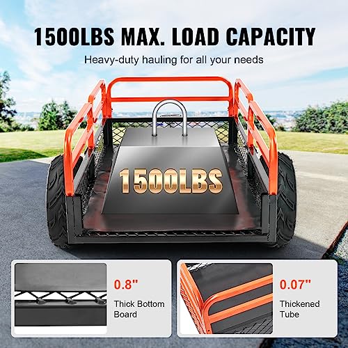 VEVOR ATV UTV Trailer Tow Behind Dump Cart - color: Orange+black