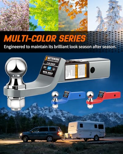 METOWARE Trailer Hitch Ball Mount 2" Drop Fits 2" Receiver, 6000Lbs GTW - color: Gray, size: 2" Drop