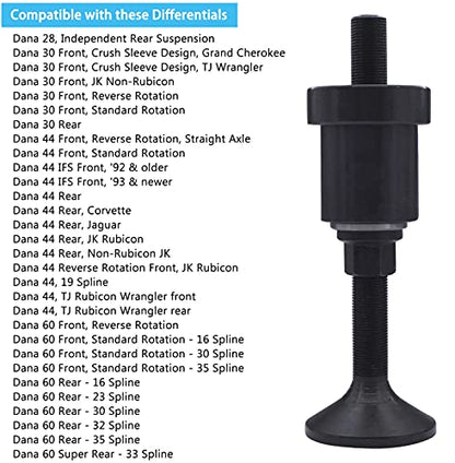 Inner Axle Side Seal Installation Tool Compatible with Dana 30/44/60 Axles Front Differentials. With Thrust Bearing & Flange Nut