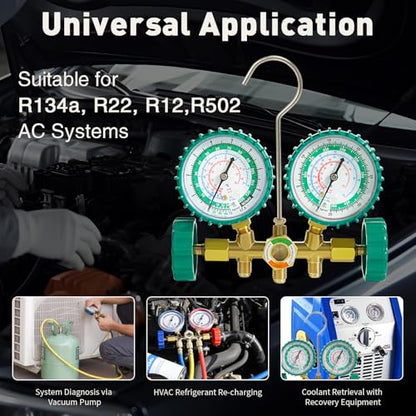 PB Motor Tech 4.5CFM Vacuum Pump with 3-Way Manifold Gauge, Green