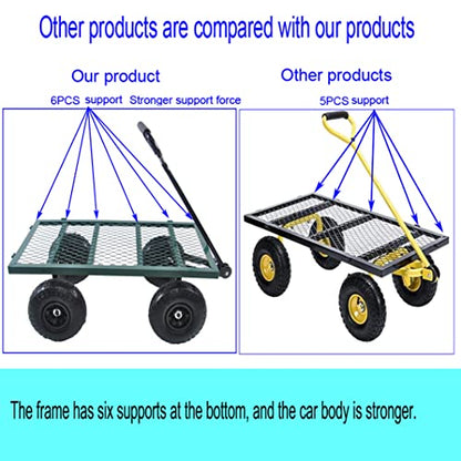 Garden Dump Cart - Large Capacity, Removable, Sturdy, Green, Outdoor Use - color: Green