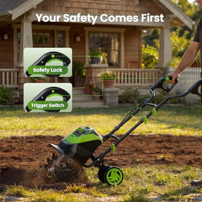 40V Cordless Electric Tiller for Soil Cultivation with 2×4.0Ah Batteries