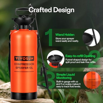 VIVOSUN 2.64-Gallon Pump Pressure Sprayer - color: Orange, size: 2.64 Gallons