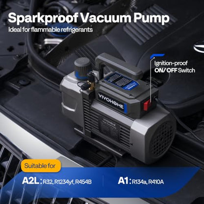 VIVOHOME A2L 1/3 HP 4CFM Single Stage AC Vacuum Pump and Manifold Gauge Set - size: 4 CFM