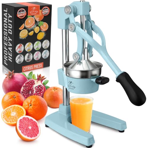 Zulay Kitchen Cast Iron Juicer - Heavy Duty Orange Juicer with Detachable Strainers for Easy Cleaning, Citrus Press for Citrus Fruits, Perfect for Bartenders, Juice Lovers & Health Enthusiasts - color: Blue, size: Cast Iron Juicer