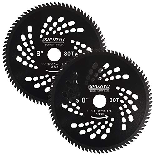 8"-80T, 2pcs-Set. 1" Arbor with Washer Adapter 7/8"-20mm-5/8, Brush Cutter Blade, Trimmer Weed Blade. Suitable for All Brand of Brush Cutter - color: 8", size: 8"-80T (2-Pack)
