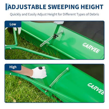 Garvee 42" Lawn Sweeper Tow Behind with 14.13 Cu. ft. Hopper - color: Green, size: 42 Inch