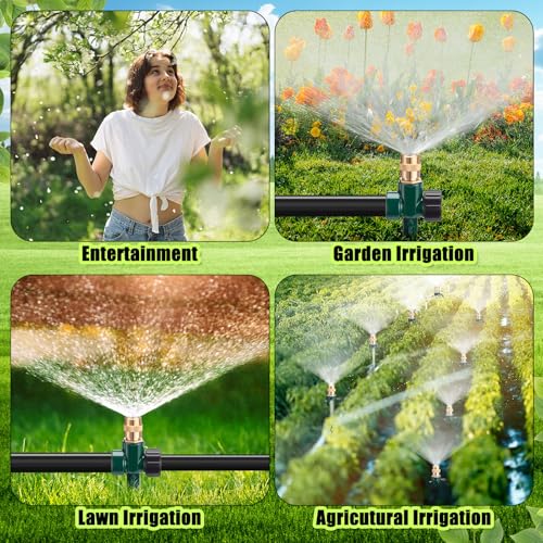 Tioncy 4 Pack Metal Lawn Sprinklers with Adjustable Brass Nozzle, Green - color: Green