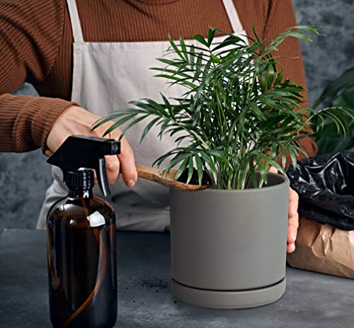 D'vine Dev 8 Inch Ceramic Planter Pot, Grey, 94-O-D-3 - color: Gray, size: Medium
