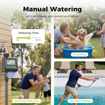 Sprinkler Timer for Garden Hose, Programmable Watering Timer with Rain Delay, Outdoor Automatic& Manual Irrigation Controller System for Lawn/Yard/Greenhouse V104 - color: Light Gray