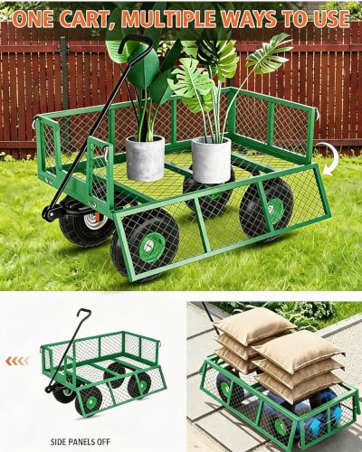 Garvee Garden Carts 900 LBS Capacity Heavy Duty Steel Garden Wagon Cart - color: Green, size: 900 LBS