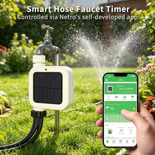 Netro Solar Powered Sprinkler Timer for Garden Hose 2.4G WiFi APP Control