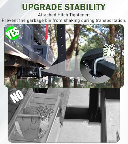 ELITEWILL New Trash Can Hauler Hitch Trash Can Transporter,Wheeled Garbage Can Towing Carrier Fit for Truck Auto Car SUV Golf Cart ATV UTV with 2" Receiver