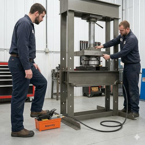 10,000 PSI Foot Operated Air/Hydraulic Pump, 98 in³ Oil Tank/1.6 L Heavy Duty Pneumatic Hydraulic Foot Pump with 1/4 NPT Air Inlet & 3/8 NPT Oil Outlet, for Presses, & Hydraulic Pullers