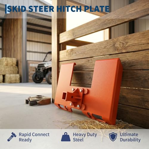 Skid Steer Mount Plate – 3/8 in, 2" Receiver, Orange - color: Orange