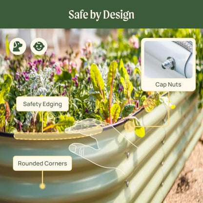 Vego garden 26" Extra Tall Raised Garden Bed Kits, 10 in 1 Modular Raised Planter Box for Vegetables Flowers Fruits Oval Metal Raised Garden Pearl White - color: Pearl White, size: 10 in 1