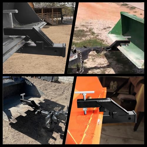 Clamp On Trailer Hitch Receiver 2 Inch Ball Mount Adapter for Tractor Bucket Fits All 2" Hook Inserts, Black