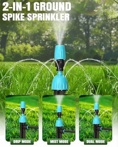 Drip Irrigation System with Sprinkler Timer 1/2" 1/4" Irrigation Tubing - size: 120FT