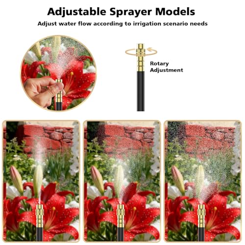 Drip Irrigation System 2 Ports - 360°Adjustable Garden Watering System - size: 66FT