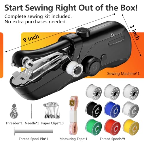 Sewing Machine,Handheld Sewing Machine, Mini Portable SewingMachine for Beginners, Electronic Small Sewing Machine for Quick Stitching & DIY Crafts (Grey) - color: Grey