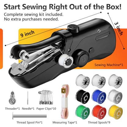 Sewing Machine,Handheld Sewing Machine, Mini Portable SewingMachine for Beginners, Electronic Small Sewing Machine for Quick Stitching & DIY Crafts (Grey) - color: Grey
