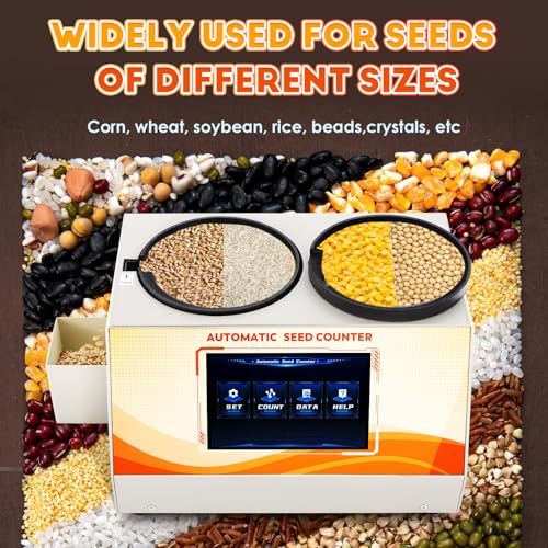 CGOLDENWALL 3Plates Automatic Multi-functions Touchscreen Seeds Counter Machine With Data Storage, Adjustable Speed/Brightness, High Precision Counting for Various Shapes Cereals Seeds Grain