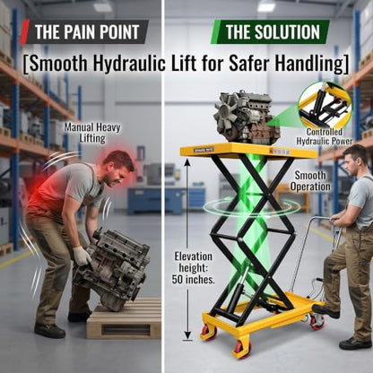 330LBS Hydraulic Lift Table Cart Lift, Double Scissor Lift Table