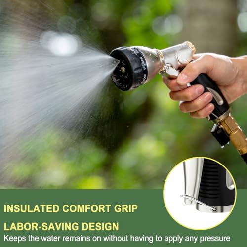 FANHAO Metal Garden Hose Nozzle Heavy Duty, 8 Spray Patterns, High Pressure - color: Black