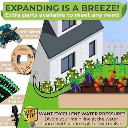 CARPATHEN Drip Irrigation System Kit for Garden Watering, Sprinkler, 100 ft - size: Barbed Fitting 100 feet