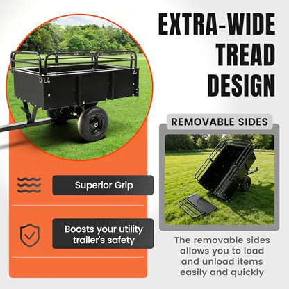 KUAFU Heavy Duty ATV/UTV Trailer Dump Cart Universal 750LBS 15 Cu.Ft Tow