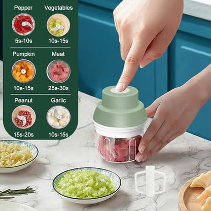 Electric Garlic Chopper, 250ML Garlic Mincer with Egg Beater - color: Green