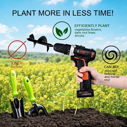 ERYTLLY Bulb Planter, Auger Spiral, Garden Planter Tool 2.5 x 16.5 inch,Rapid Umbrella Hole Digger for Planting Bulb Seedlings Bedding Tulips, and Digging Weeds Roots - size: 2.5*16.5 inch