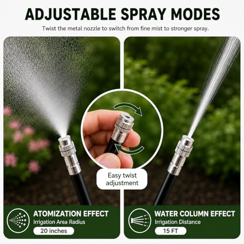 50FT High-Flow Garden Irrigation System, 12mm Main Tubing,30 Nozzles - size: 50Ft