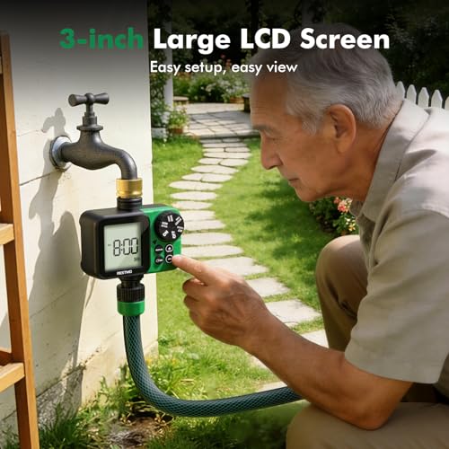 RESTMO Water Timer, Oversized LCD Sprinkler Timer with Brass Inlet - size: Digital-1 Zone