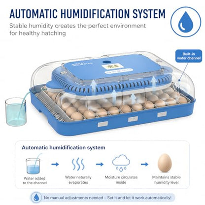 70 Egg Incubator for Hatching Eggs withAuto Turn, Temp & Humidity Control, Built-in CandleLarge Capacity Egg Incubator for Chicken Duck Goose Eggs