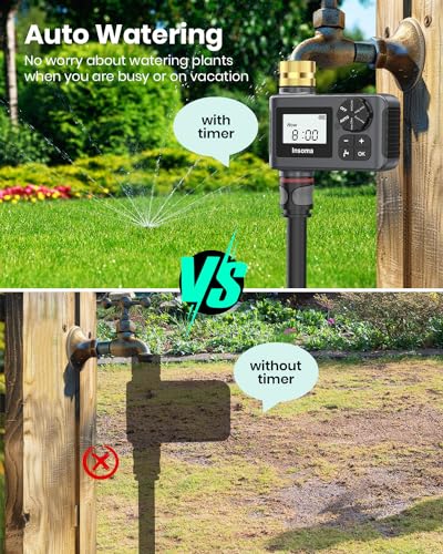 Sprinkler Timer with Brass Swivel, Programmable Water Timer for Outdoor Garden Hose, Hose Timers with Rain Delay/Manual/Auto Mode, Drip Irrigation and Lawn Watering System, 1 Outlet - size: 1 Outlet