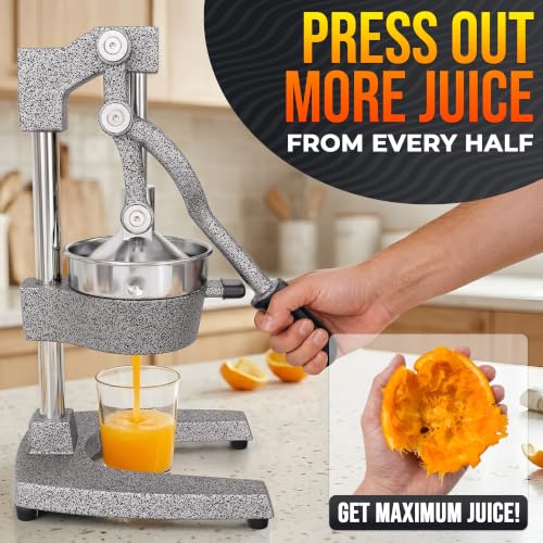 Cast Iron Juicer Hand Press, Heavy-Duty Squeezer (Silver) - color: Silver