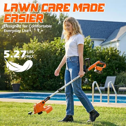 Weed Wacker Eater Electric String Trimmer Battery Powered Lawn Trimmer - color: Orange