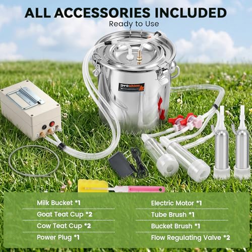 2-in-1 7L Goat Milking Machine, Electric Vacuum Pulsation Milker