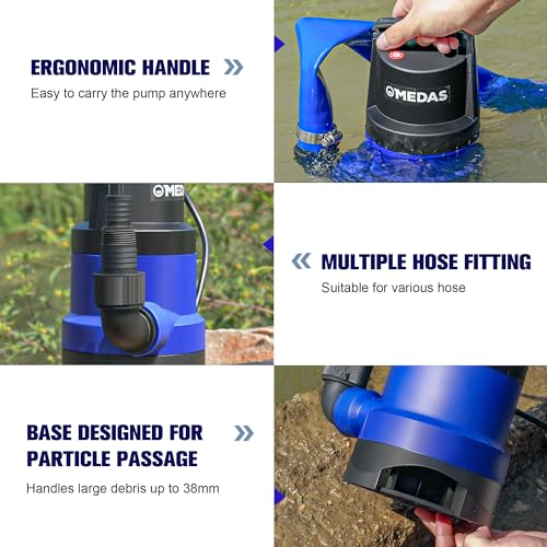 MEDAS 1HP 3434GPH Submersible Sump Pump Utility Pump,16.4ft Cord